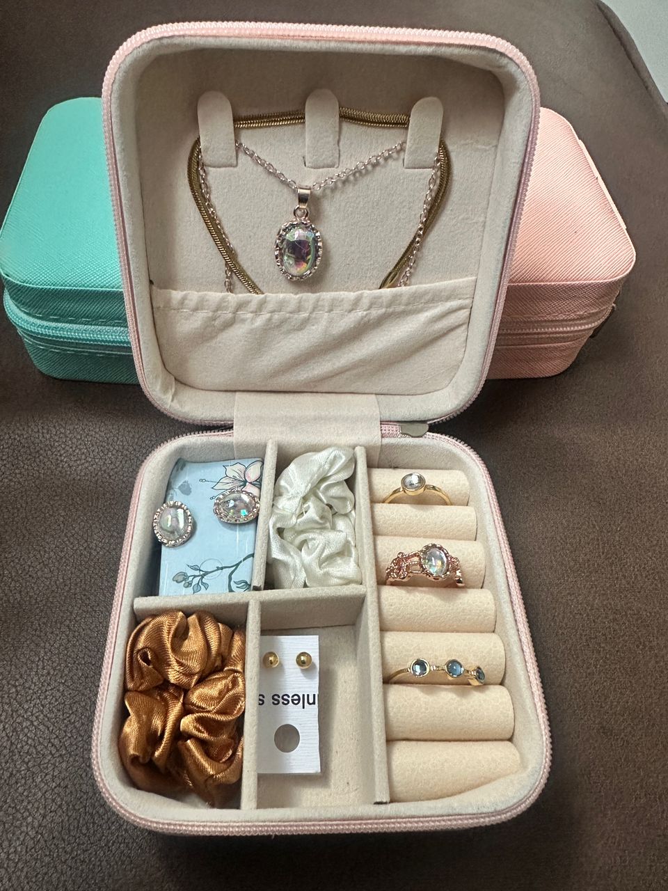 Luxury Travel Jewelry Organizer Box with Necklace, Earrings & Ring Set 💎✨